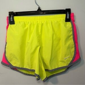 Nike Dri-Fit Yellow & Pink Stripe Athletic Shorts Size Large